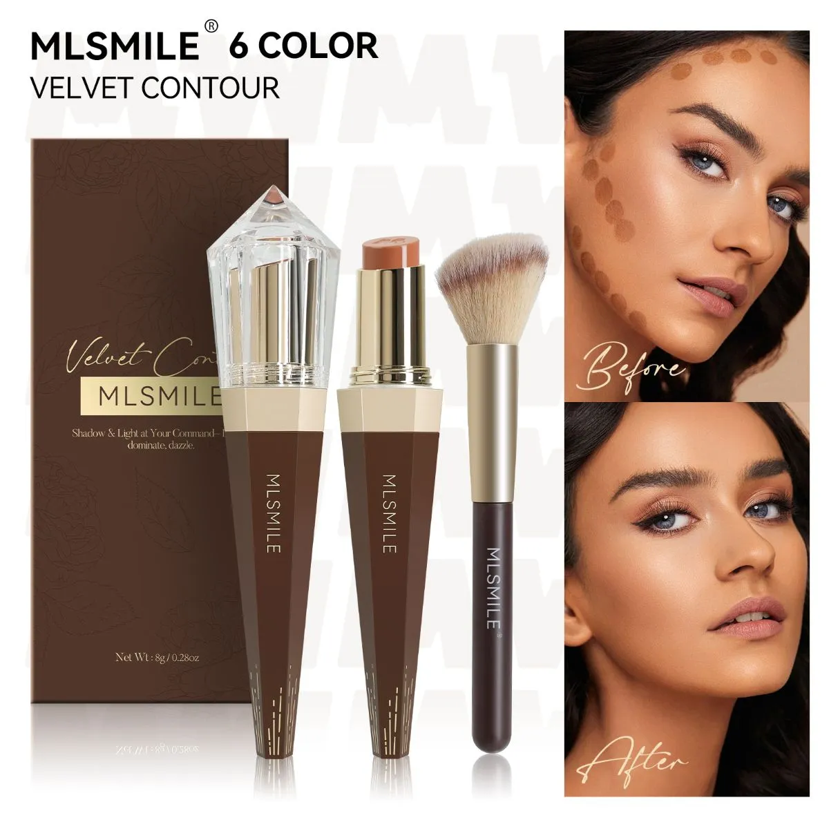 Contour Wand & Highlighter Stick Set – 3-in-1 Cream Face Sculpting Makeup, Buildable Natural Finish Contouring & Brightening Sticks for Cheeks, Nose & Jawline, Long-Lasting Waterproof